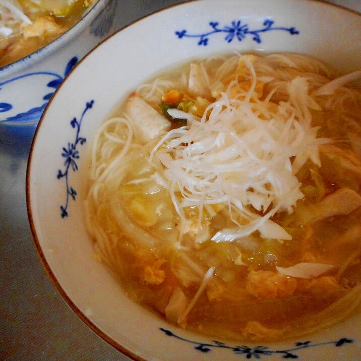 ちくわと白菜の中華風にゅう麺